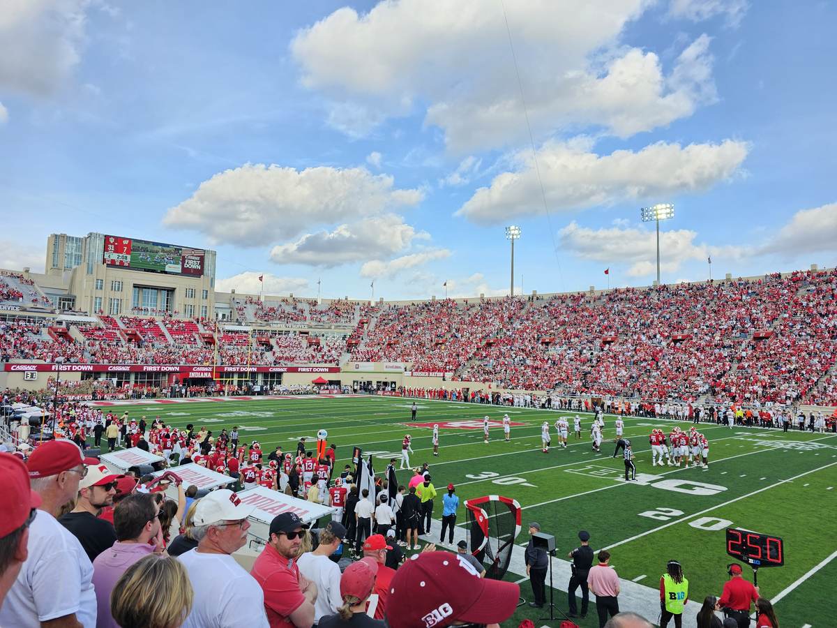 Memorial Stadium in Bloomington packed for an Indiana football game against Wisconsin